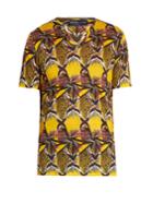 Etro Geometric-print V-neck Linen T-shirt