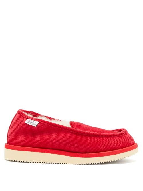 Matchesfashion.com Suicoke - Og 105comab Shearling Lined Corduroy Loafers - Womens - Red