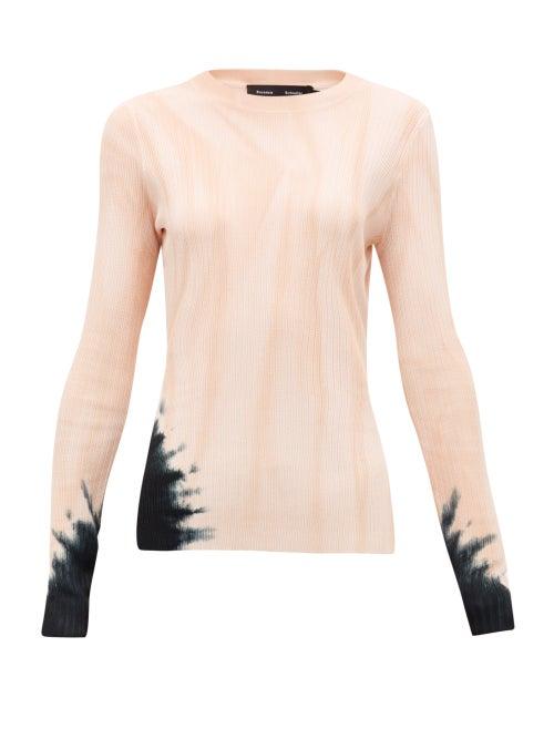 Matchesfashion.com Proenza Schouler - Tie-dye Rib-knitted Sweater - Womens - Pink Print