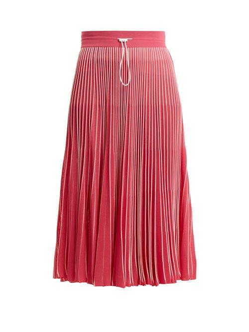 Matchesfashion.com Valentino - High Rise Pleated Jersey Midi Skirt - Womens - Light Pink