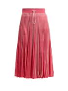Matchesfashion.com Valentino - High Rise Pleated Jersey Midi Skirt - Womens - Light Pink