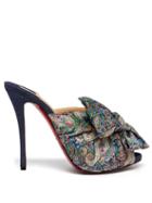 Matchesfashion.com Christian Louboutin - Moniquissima 120 Paisley Satin And Denim Mules - Womens - Blue Multi