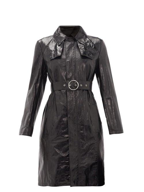 Matchesfashion.com Maison Margiela - Belted Leather Trench Coat - Womens - Black