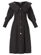 Rejina Pyo - Milo Exaggerated-collar Seersucker Dress - Womens - Black