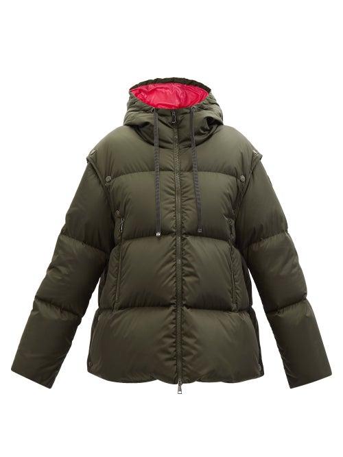 Moncler - Asaret Detachable-sleeve Hooded Quilted Down Coat - Womens - Khaki