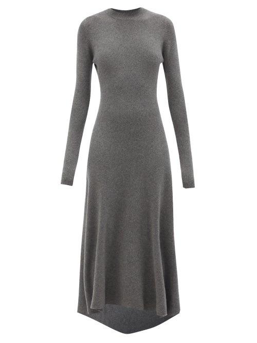 Raey - Recycled-cashmere Blend Ribbed Fishtail Dress - Womens - Charcoal