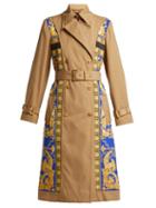 Matchesfashion.com Versace - Lovers Baroque Print Double Breasted Trench Coat - Womens - Black Gold