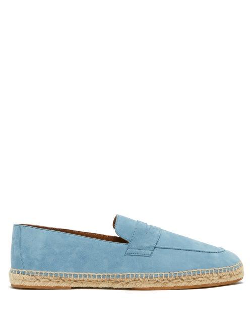 Bougeotte - Penny-strap Suede Espadrilles - Mens - Light Blue