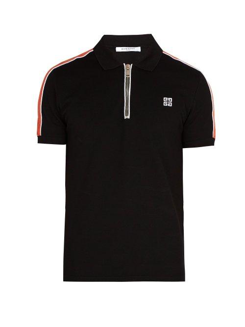 Matchesfashion.com Givenchy - Cuban Fit Half Zip Cotton Piqu Polo Shirt - Mens - Black