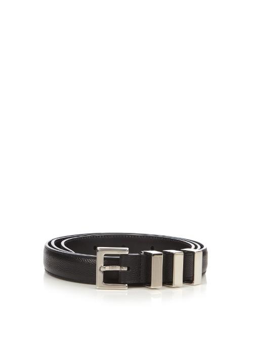 Saint Laurent Triple-loop Pebbled-leather Belt
