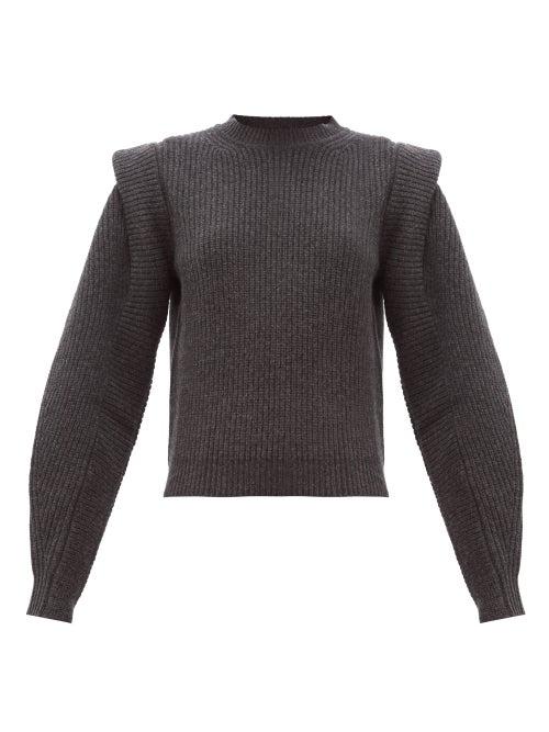 Matchesfashion.com Isabel Marant - Bolton Pintucked Shoulder Cashmere Blend Sweater - Womens - Dark Grey
