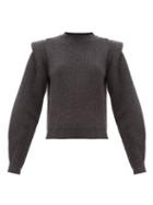 Matchesfashion.com Isabel Marant - Bolton Pintucked Shoulder Cashmere Blend Sweater - Womens - Dark Grey