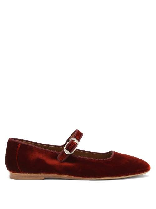 Matchesfashion.com Le Monde Beryl - Velvet Mary Jane Flats - Womens - Red