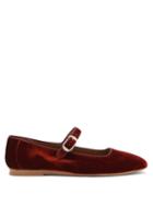 Matchesfashion.com Le Monde Beryl - Velvet Mary Jane Flats - Womens - Red