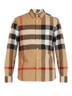 Matchesfashion.com Burberry - Windsor Oversized Check Cotton Blend Shirt - Mens - Beige Multi