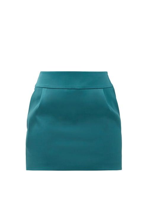 Matchesfashion.com Alexandre Vauthier - Pleated Satin Mini Skirt - Womens - Blue