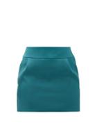 Matchesfashion.com Alexandre Vauthier - Pleated Satin Mini Skirt - Womens - Blue