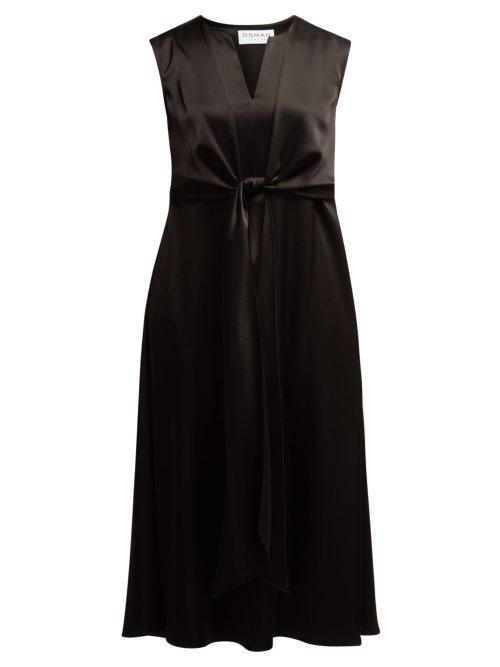Matchesfashion.com Osman - V Neck Tie Front Dress - Womens - Black