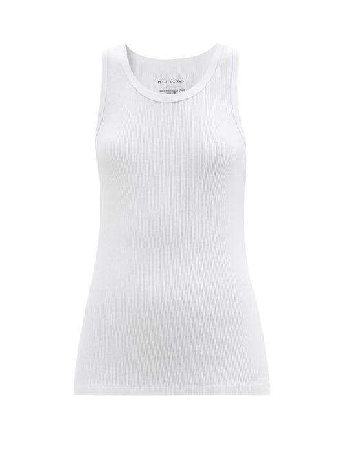 Ladies Rtw Nili Lotan - Coana Ribbed Cotton-jersey Tank Top - Womens - White