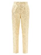 Matchesfashion.com Dolce & Gabbana - Brocade Slim-leg Trousers - Womens - Yellow Gold