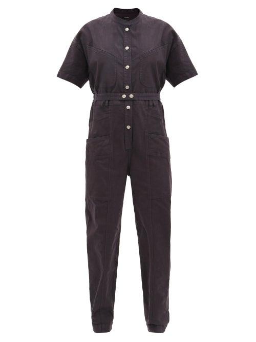Matchesfashion.com Isabel Marant - Etundra Belted Linen-blend Ripstop Jumpsuit - Womens - Black