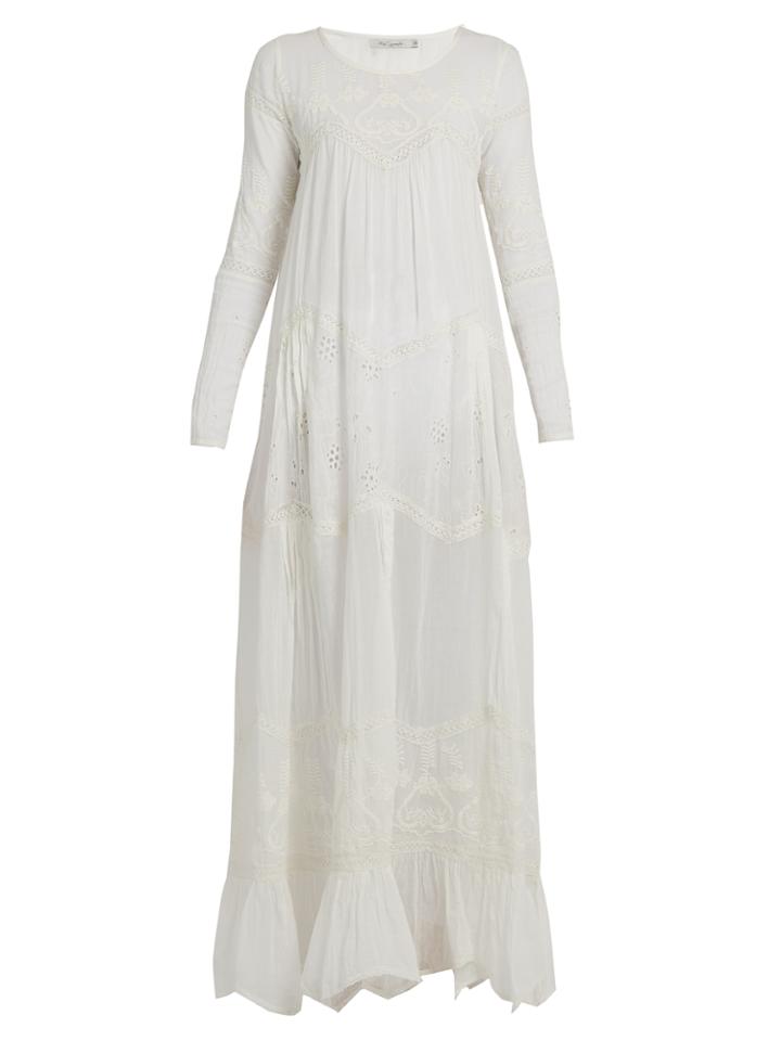Mes Demoiselles Vaudeville Embroidered Cotton-gauze Maxi Dress