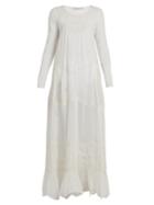 Mes Demoiselles Vaudeville Embroidered Cotton-gauze Maxi Dress