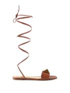 Valentino Garavani - One Stud Leather Wrap Sandals - Womens - Brown