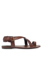 Matchesfashion.com Saint Laurent - Hiandra Toe Loop Leather Sandals - Womens - Dark Brown