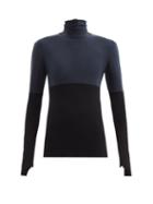 Matchesfashion.com Norma Kamali - Roll-neck Bi-colour Jersey T-shirt - Womens - Black