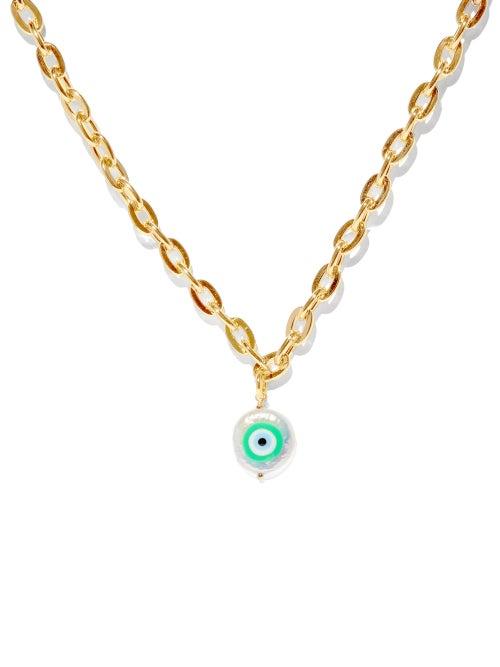 Joolz By Martha Calvo - Protection Pearl & 14kt Gold-plated Necklace - Womens - Multi