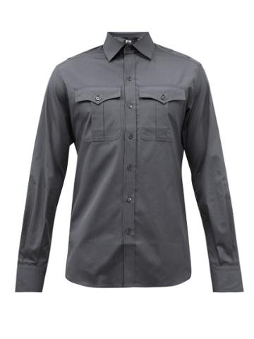 Sbline - Safari Flap-pocket Cotton-poplin Shirt - Mens - Dark Grey