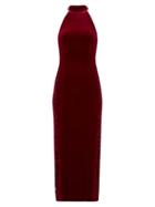 Matchesfashion.com Galvan - Rosa Tulle Insert Velvet Dress - Womens - Burgundy