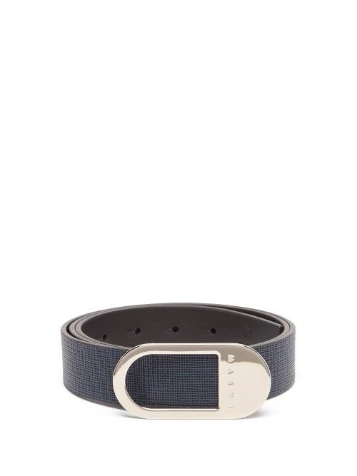 Mens Accessories Marni - Reversible Leather Belt - Mens - Black Navy
