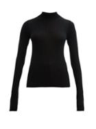 Matchesfashion.com Acne Studios - Stand Collar Ribbed Wool Sweater - Womens - Black