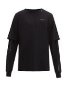 Matchesfashion.com Off-white - Unfinished Logo Layered Sleeve Cotton T Shirt - Mens - Black Silver