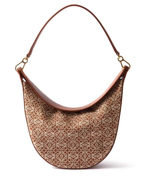 Loewe - Luna Anagram-jacquard And Leather Shoulder Bag - Womens - Tan Multi