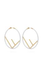 Matchesfashion.com Fendi - F Is Fendi Painted Hoop Earrings - Womens - White