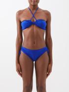 Norma Kamali - Jason Halterneck Ruched Bikini Top - Womens - Cobalt Blue