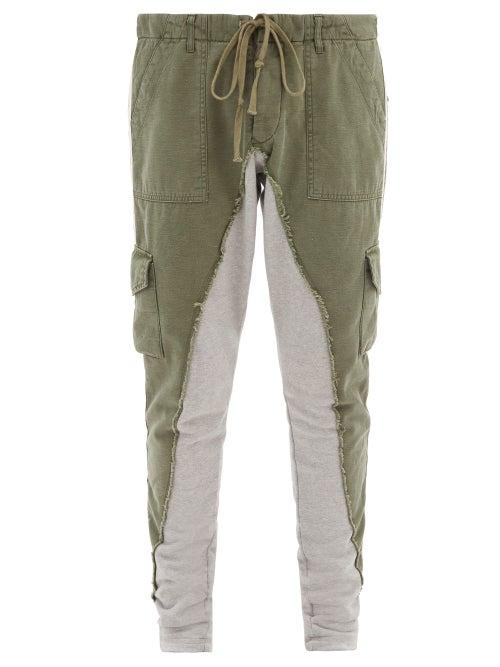 Matchesfashion.com Greg Lauren - Baker Two-tone Cotton-blend Cargo Trousers - Mens - Khaki