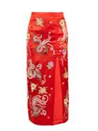 Attico Embroidered-dragon Satin Skirt