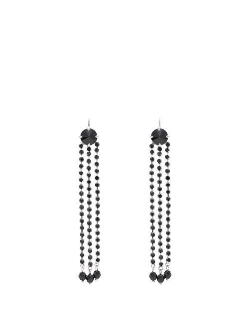 Matchesfashion.com Miu Miu - Crystal Tassel Drop Earrings - Womens - Black