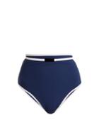 Matchesfashion.com Diane Von Furstenberg - Cheeky High Rise Belted Bikini Briefs - Womens - Navy Stripe