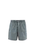 Tekla - Striped Organic-cotton Pyjama Shorts - Mens - Green Multi