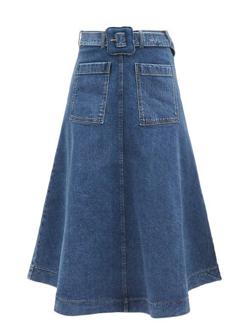 Rejina Pyo - Blake Organic-denim A-line Midi Skirt - Womens - Mid Denim