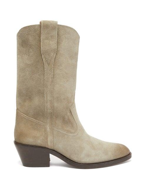 Matchesfashion.com Isabel Marant - Danta Suede Western Boots - Womens - Beige
