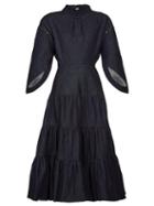 Matchesfashion.com Chlo - Cape Sleeve Tiered Denim Dress - Womens - Dark Denim