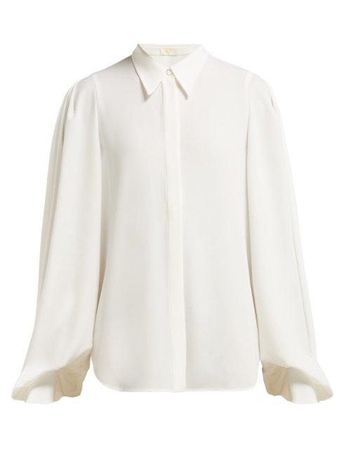 Matchesfashion.com Sara Battaglia - Balloon Sleeve Twill Blouse - Womens - Ivory