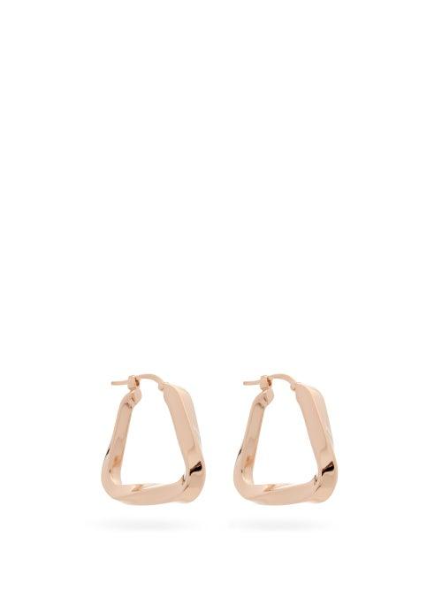 Matchesfashion.com Bottega Veneta - Twisted-triangle Rose-gold Hoop Earrings - Womens - Rose Gold