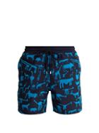 Matchesfashion.com Vilebrequin - Primitive Art Flocked Swim Shorts - Mens - Blue